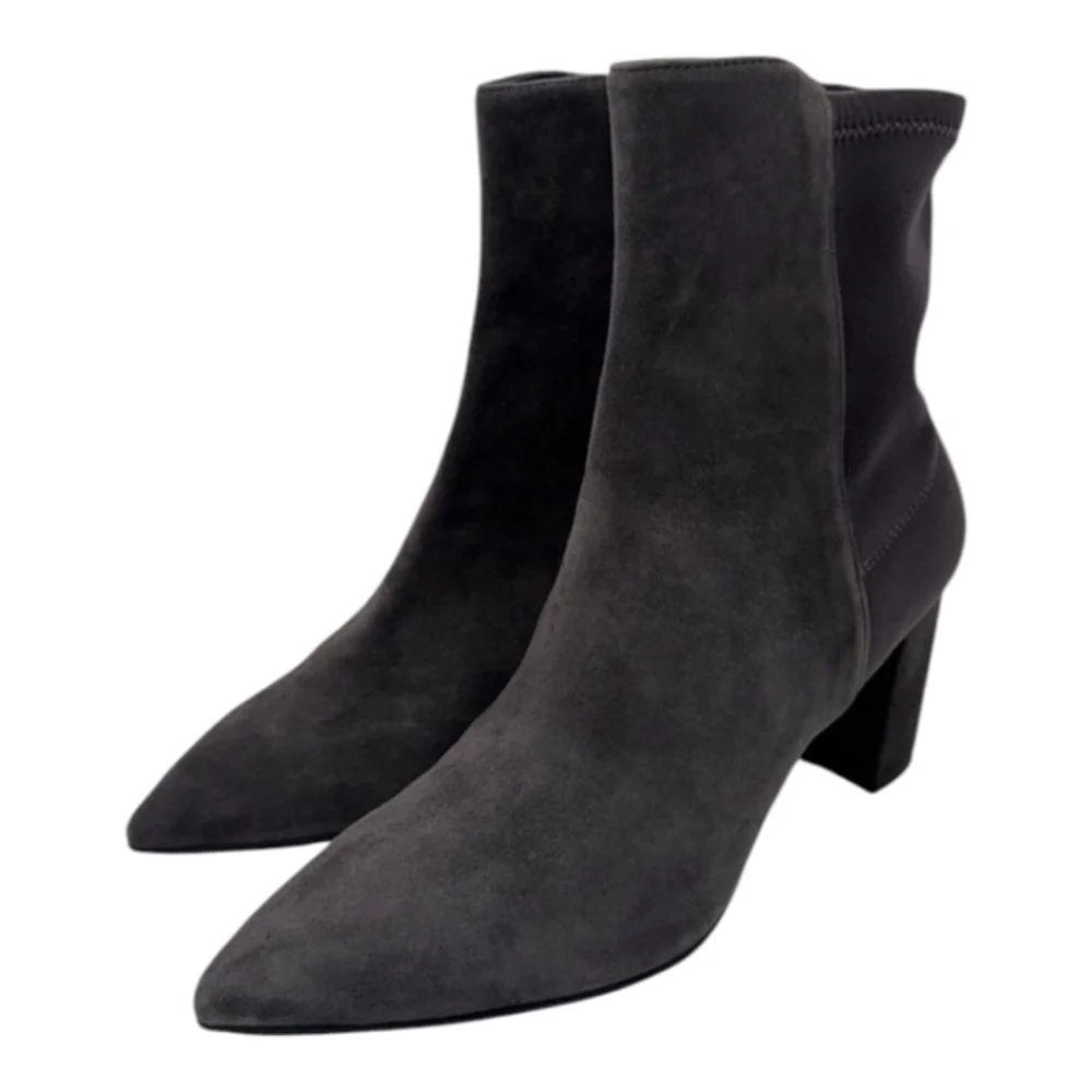 Stuart Weitzman Lonnie 75 Suede Booties, Slate Gray US‎ 5.5 MSRP $575 New